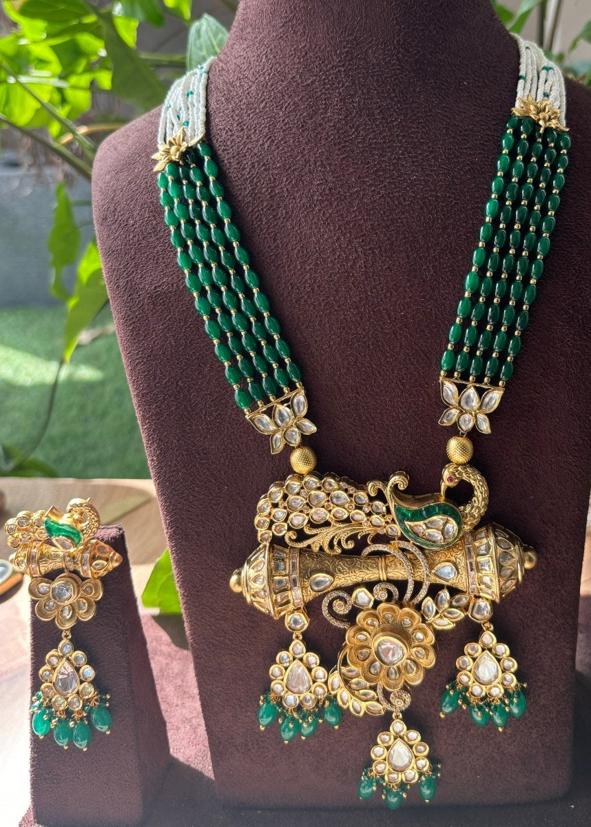 Peacock Bliss Designer Emerald Jewelry Set - MR Jewels